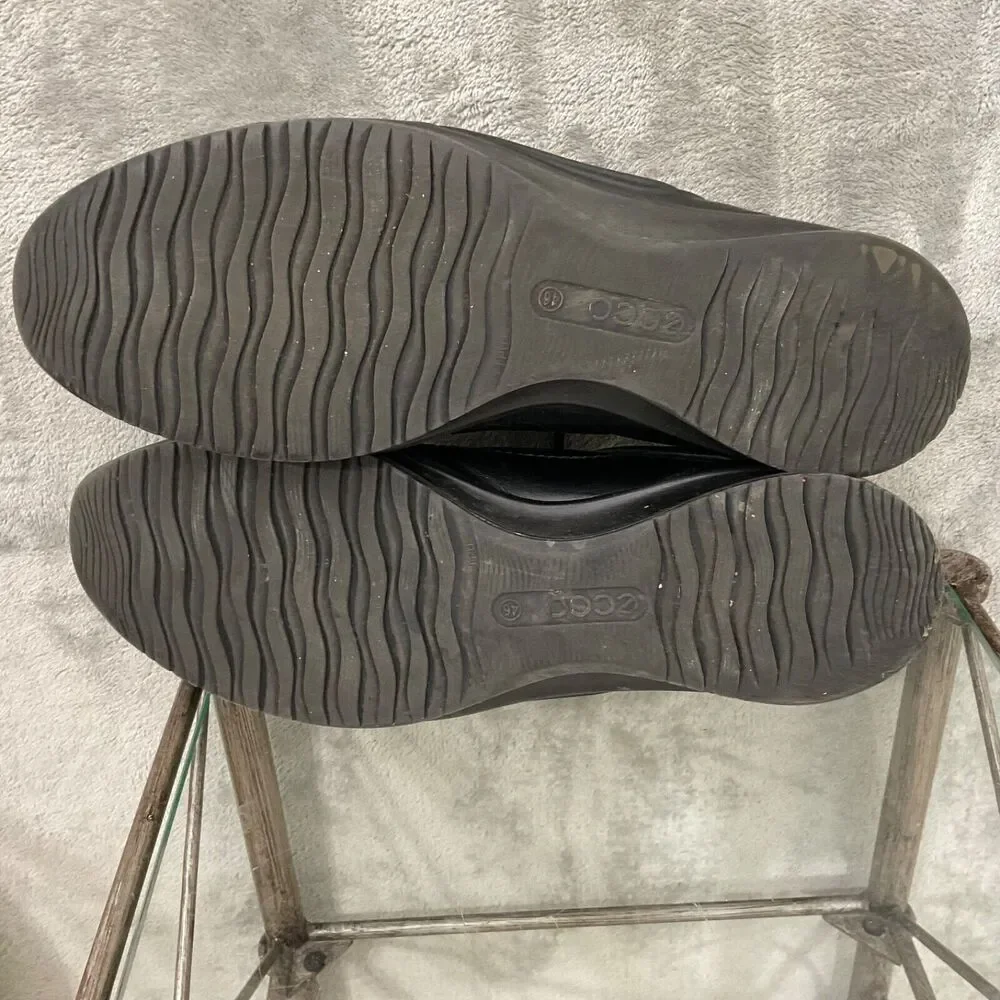 Ecco Shoes Casual Sneakers Men Sz. 46/US sz. 13 Black Leather Lace Up Oxfords